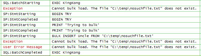 Output from Profiler